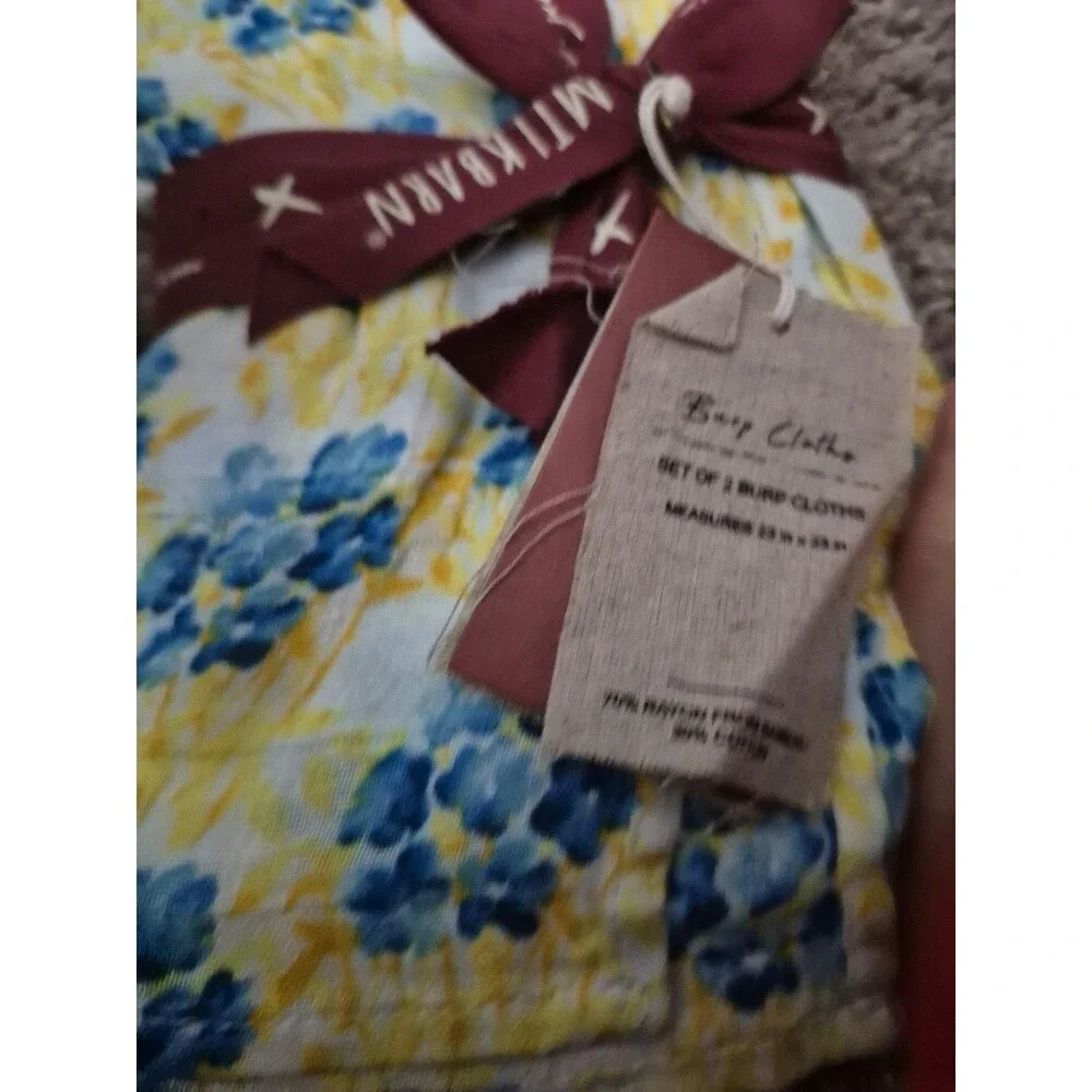 Milkbarn bamboo bib & burp cloths new with tags floral